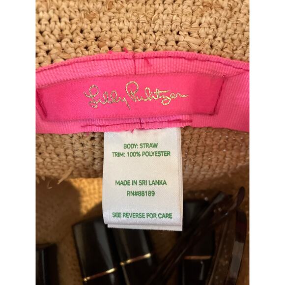 LILLY PULITZER Poolside Hat (No Ribbon) Travel Vacation Beach Straw Sun Hat - Picture 4 of 7